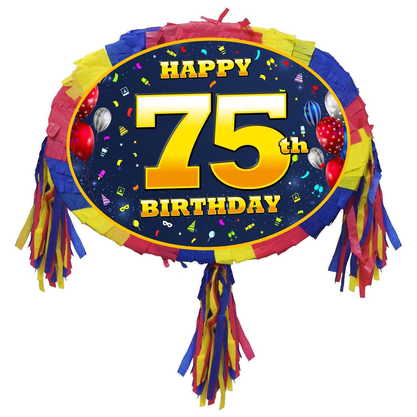 75th Birthday Number Pinata with Stick & Blindfold