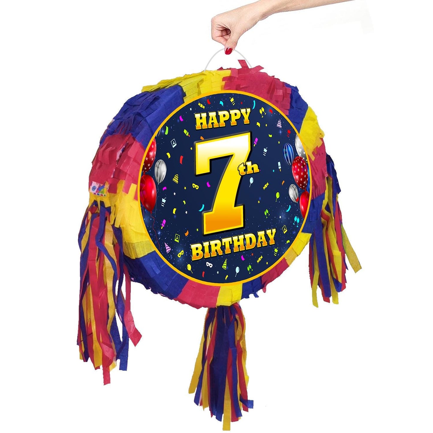 7th Birthday Pinata with Stick & Blindfold