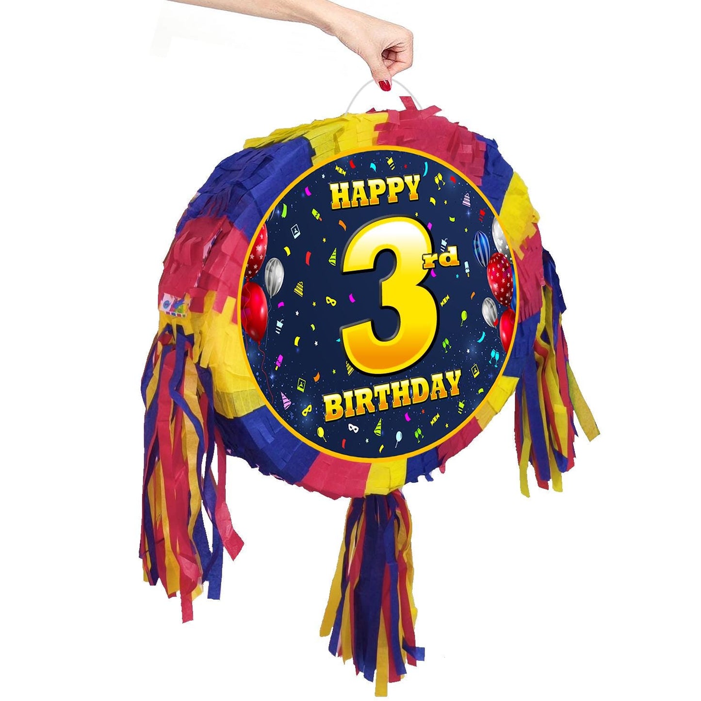 3rd Birthday Pinata number oval happy universal theme Party piñata event supplies decorations stick Smash Game unisex third three 3 years UK