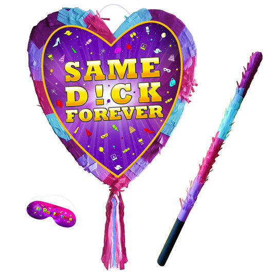 Same D!CK Forever Heart Pinata with Stick, Bachelorette Party Game