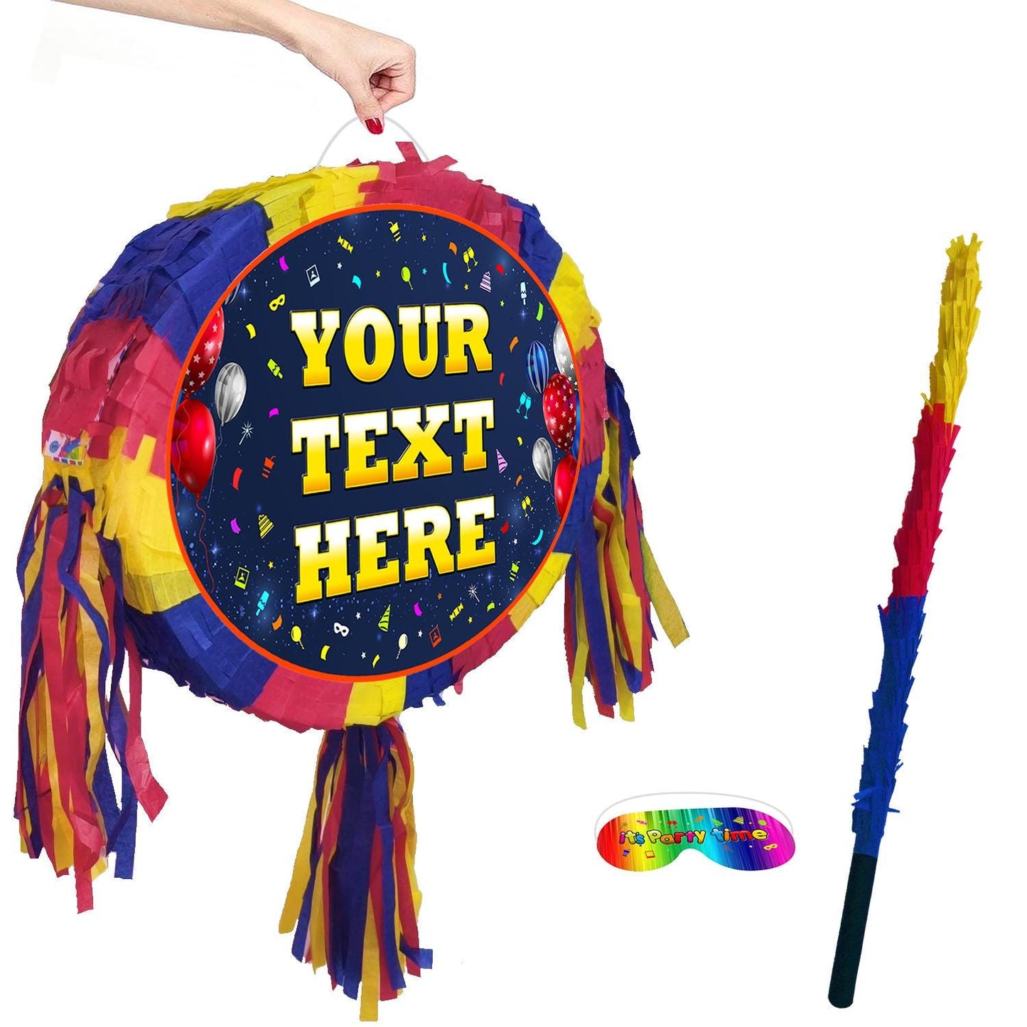 Personalised Pinata customised on demand order happy Birthday theme Party piñata supplies decorations stick Smash Game unisex photo print UK