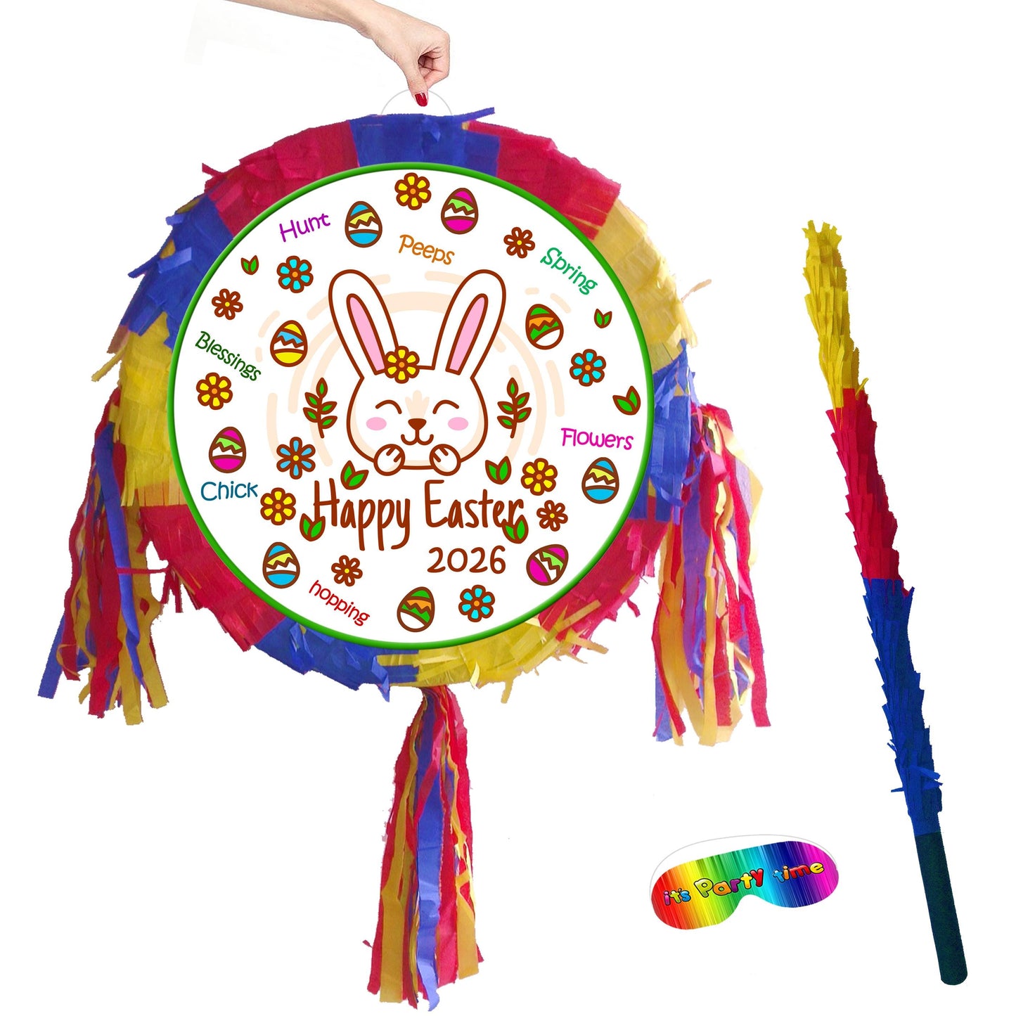 Bunny Rabbit Easter Pinata with Buster Stick & Blindfold
