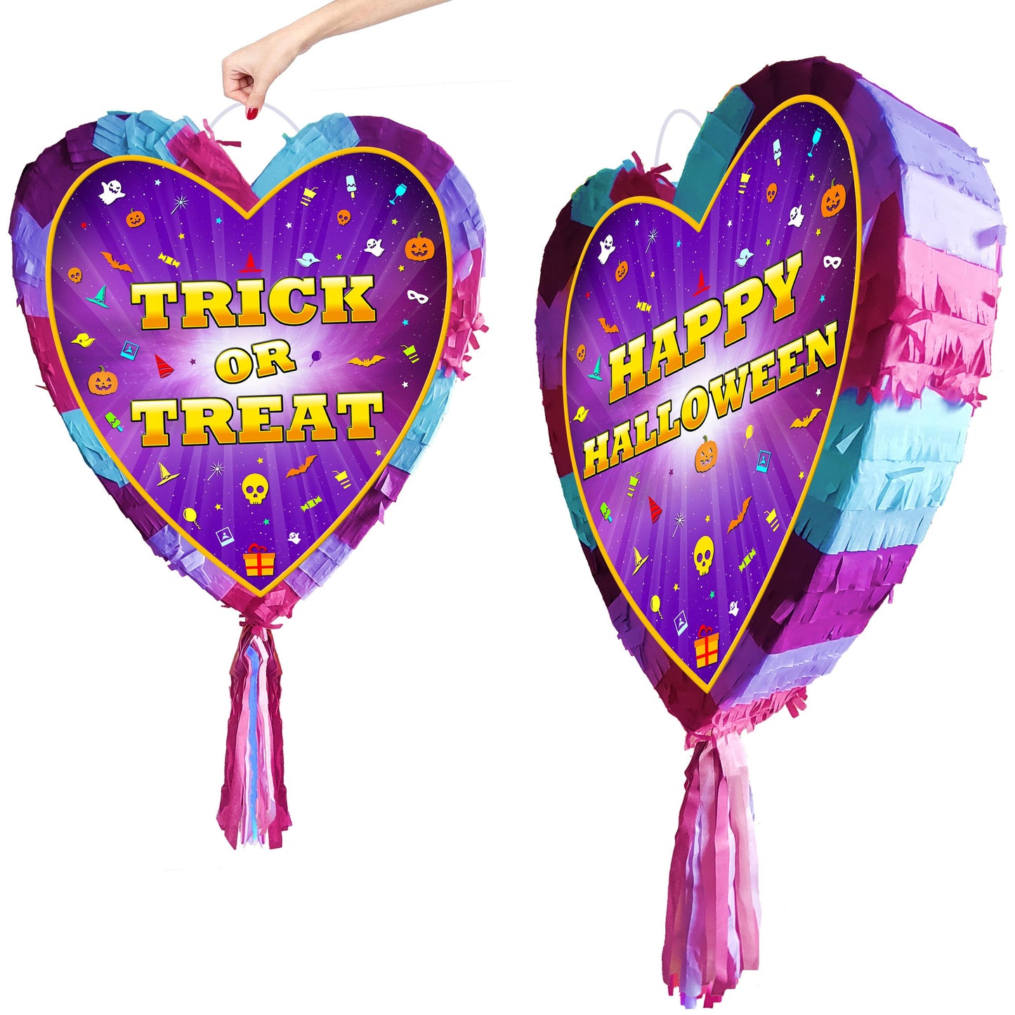 Heart Halloween Pinata with Stick & Blindfold, Trick or Treat Party Game