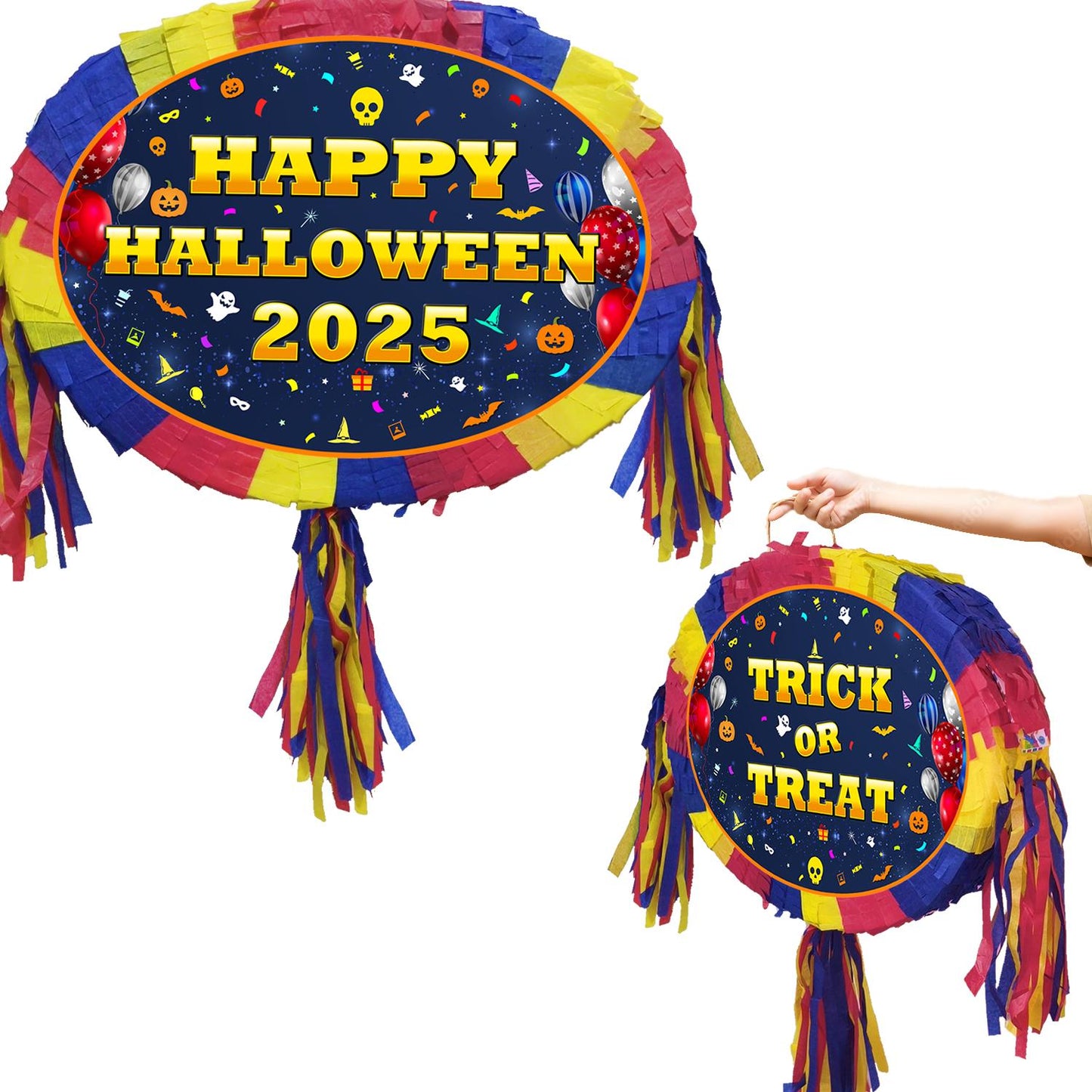 Halloween Pinata, Trick or Treat Party Game with Stick & Blindfold