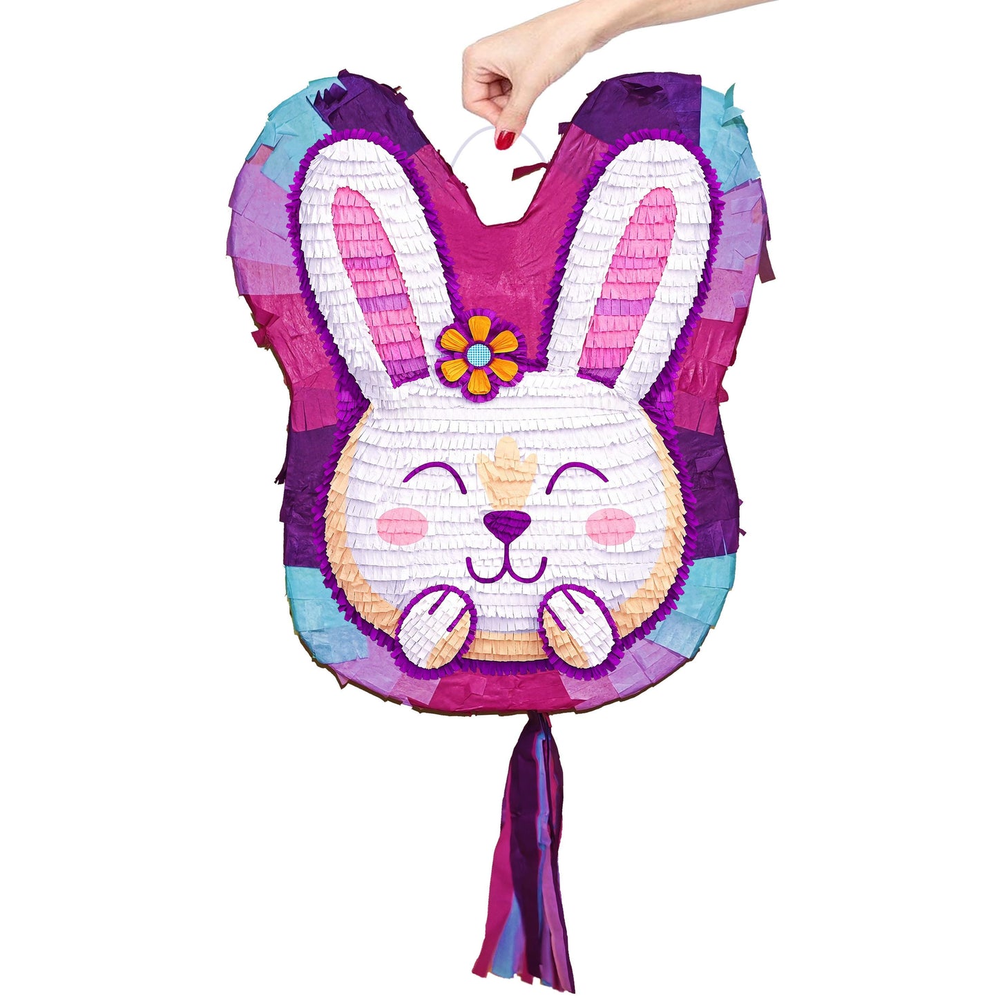 Pink Bunny Pinata with Stick & Blindfold, Easter Party Game