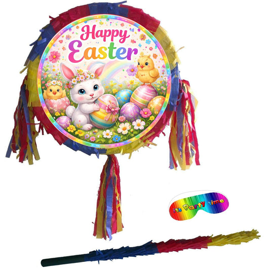 Easter Pinata with Stick & Blindfold, Bunny Party Game