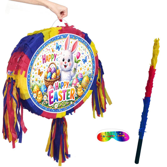 Happy Easter Bunny Pinata with Stick & Blindfold