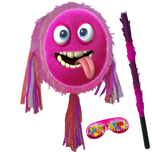 Pink Monster Pinata with stick Halloween Party Game
