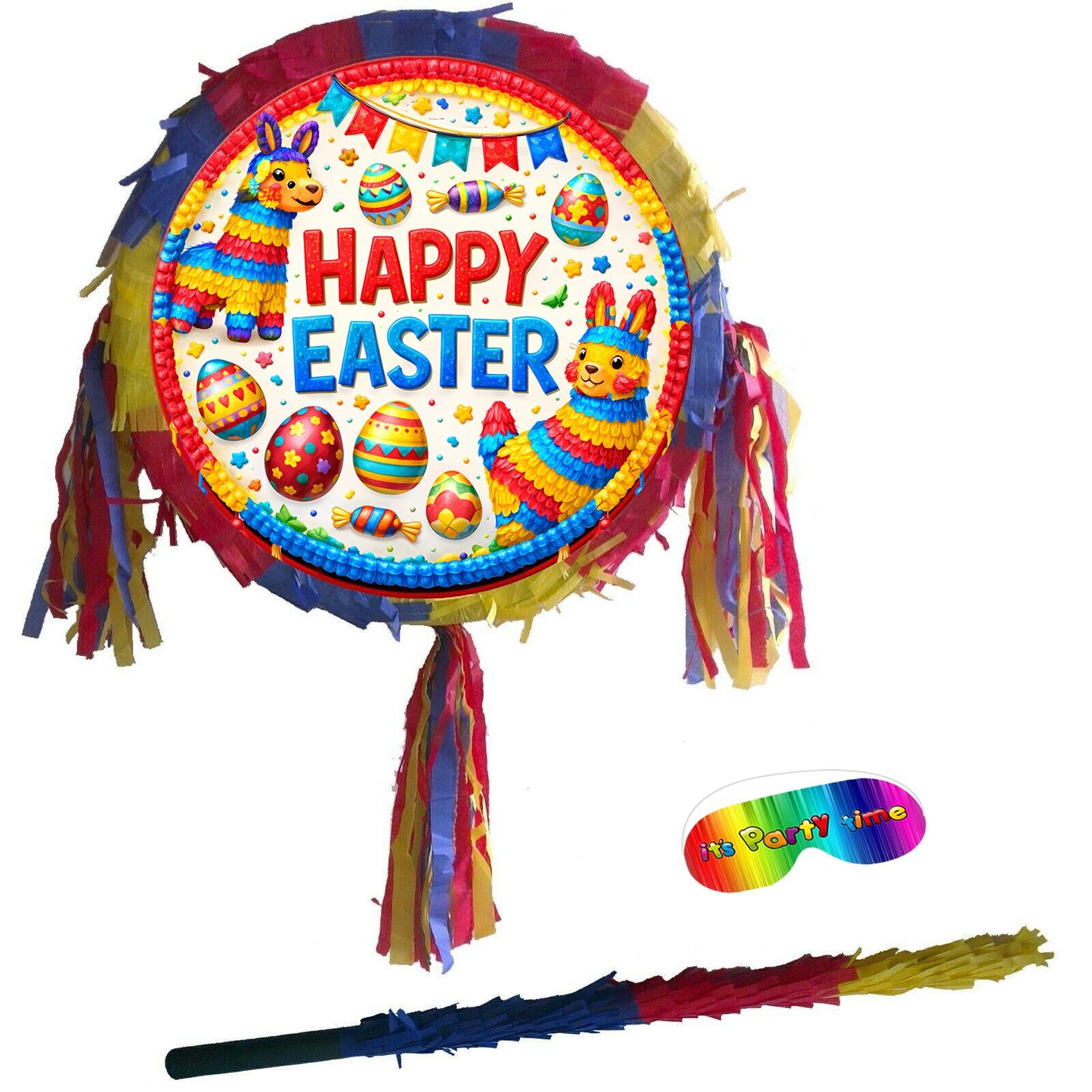 Easter Pinata with Stick & Blindfold, Bunny Party Game