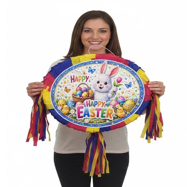 Happy Easter Bunny Pinata with Stick & Blindfold