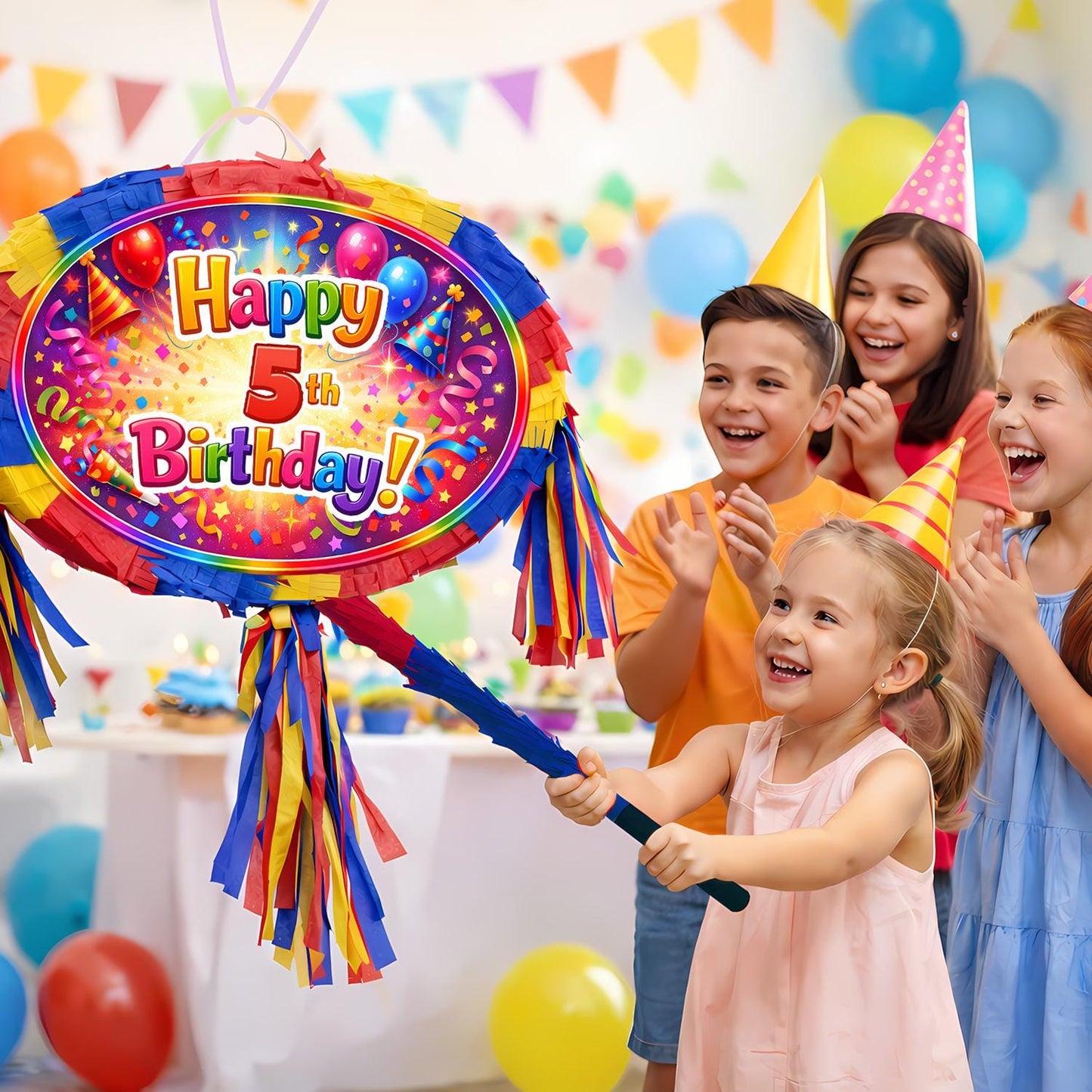 Large Birthday number Pinata with Stick and Blindfold, Unisex theme party game