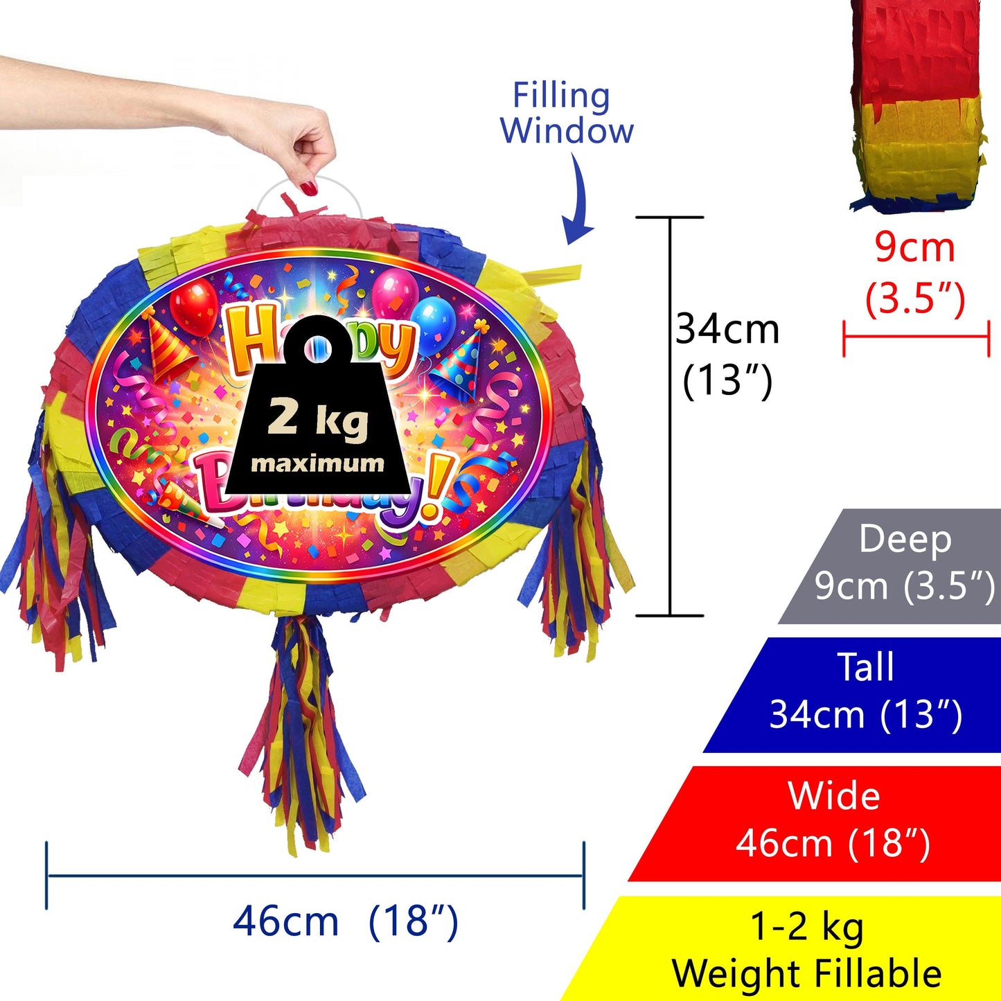 Large Birthday number Pinata with Stick and Blindfold, Unisex theme party game
