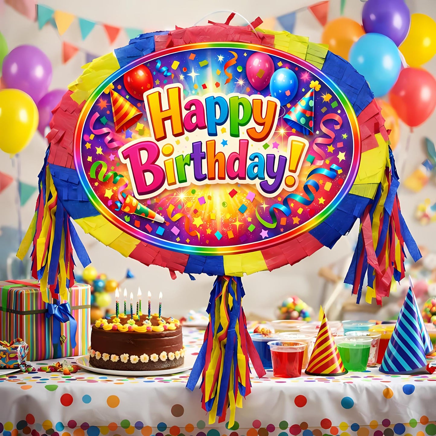 Large Birthday number Pinata with Stick and Blindfold, Unisex theme party game