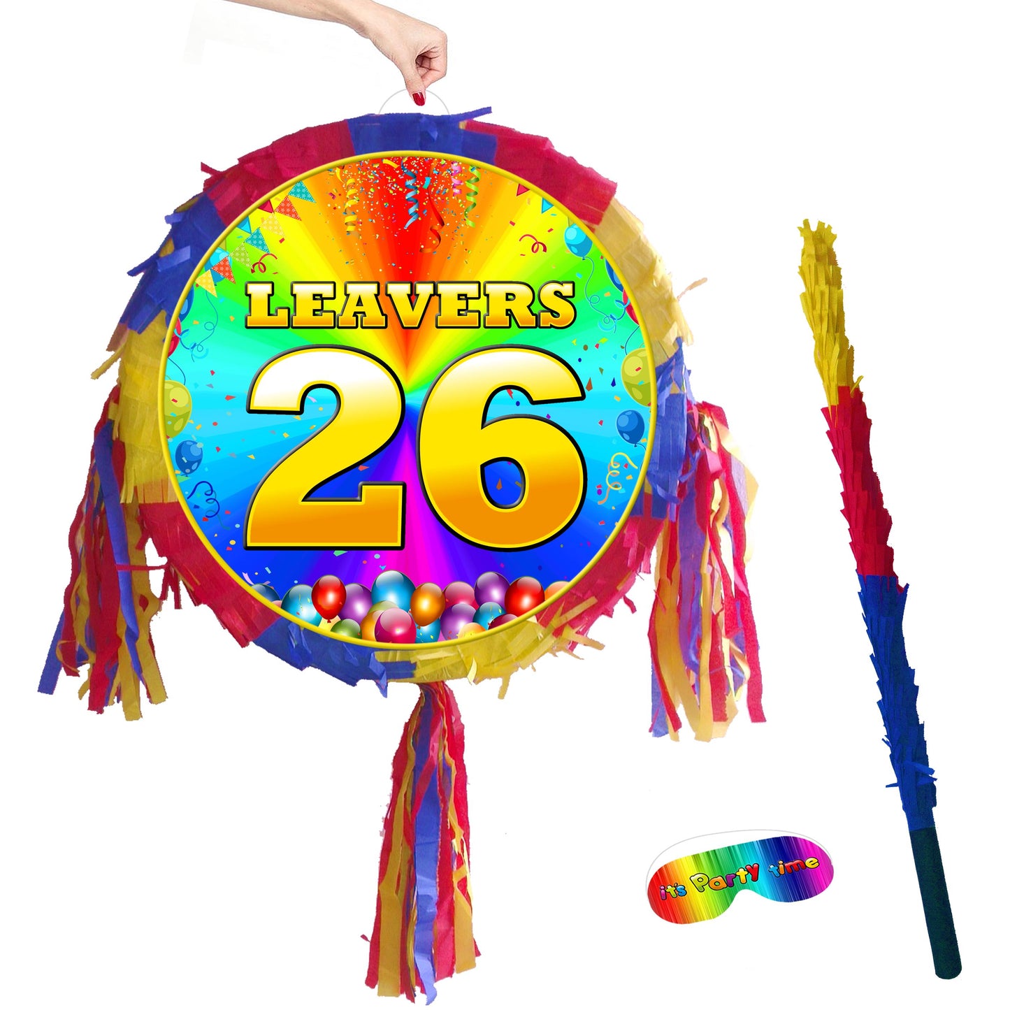 Leavers 26 Party Piñata with Stick & Blindfold, Graduation Theme